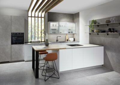Ilot adossé au mur au design sobre